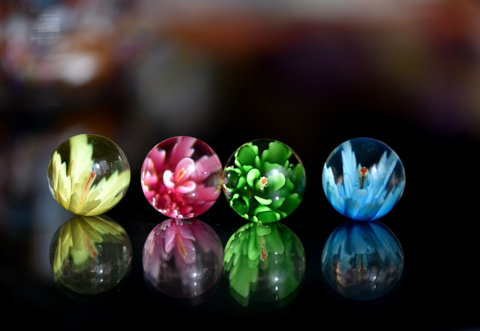 Detalle de las flores de vidrio de la familia Blaschka