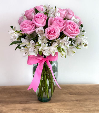 florero rosas rosa - flores a domicilio